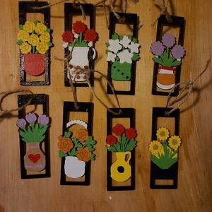 Handmade Floral Wooden Bookmark Set